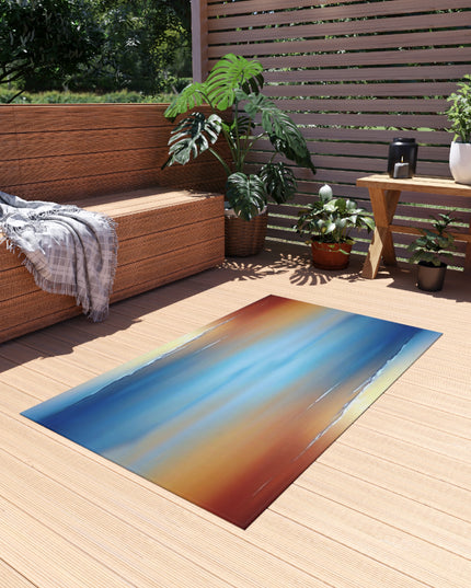 Blue Sea Red Orange Fog Outdoor Rug, 36" x 60"
