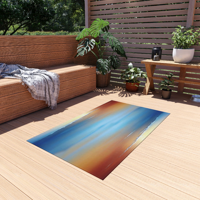 Blue Sea Red Orange Fog Outdoor Rug, 36" x 60"