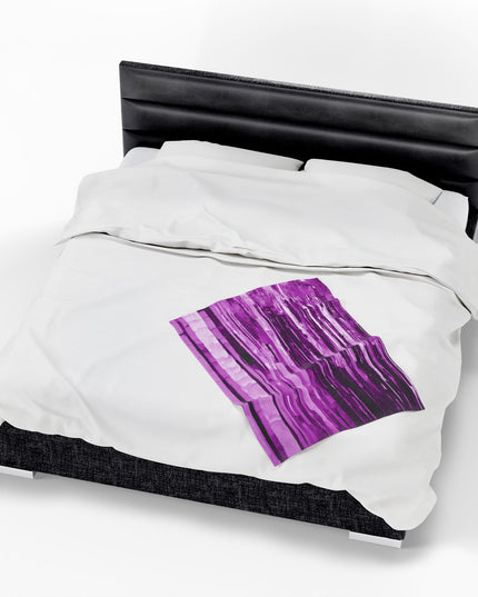 Striped Powder Lavender Velveteen Plush Blanket, 30" x 40"