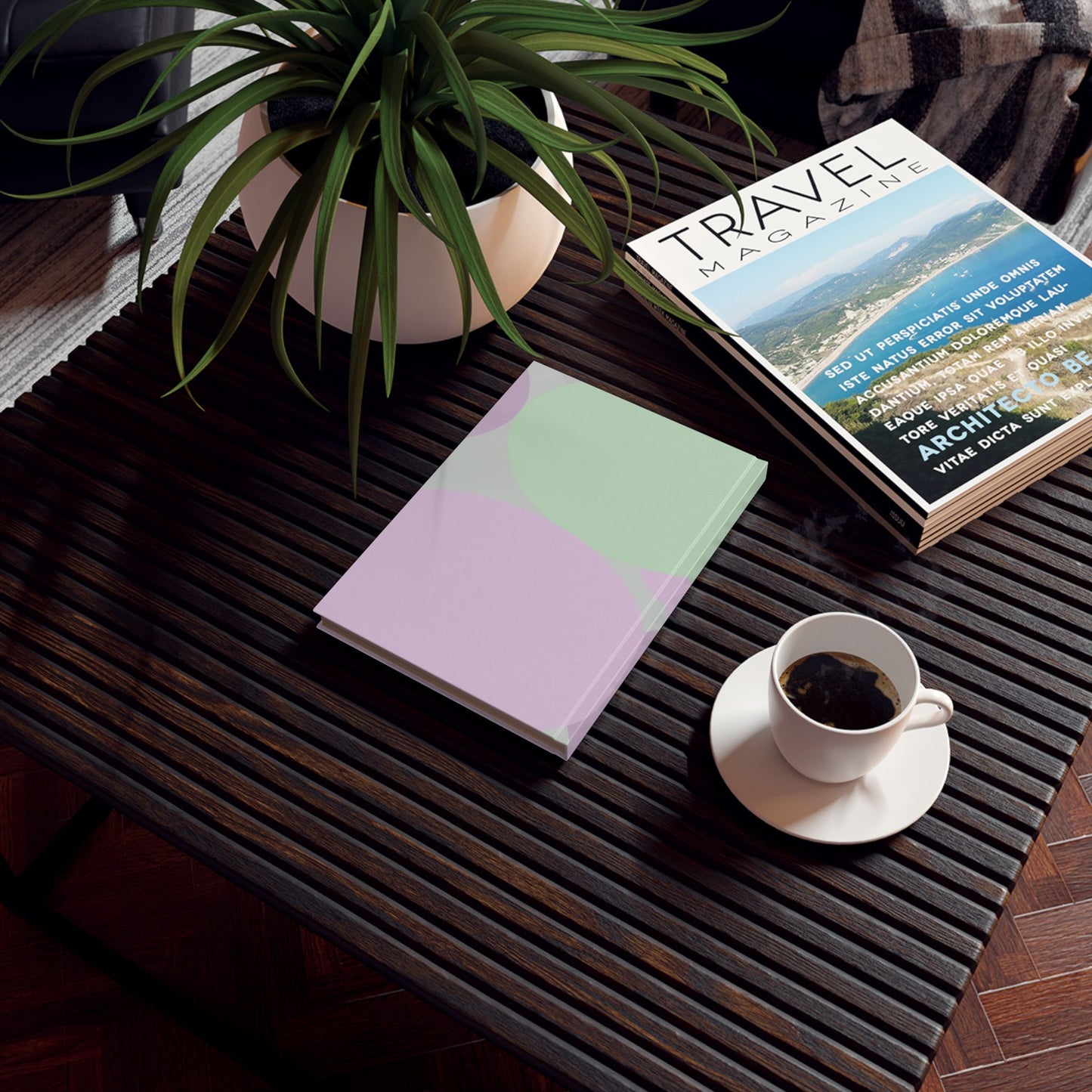 Pastel Lavender Purple and Soft Green Patches 5.2" x 7.4" Hard Backed Journal with 128 blank pages