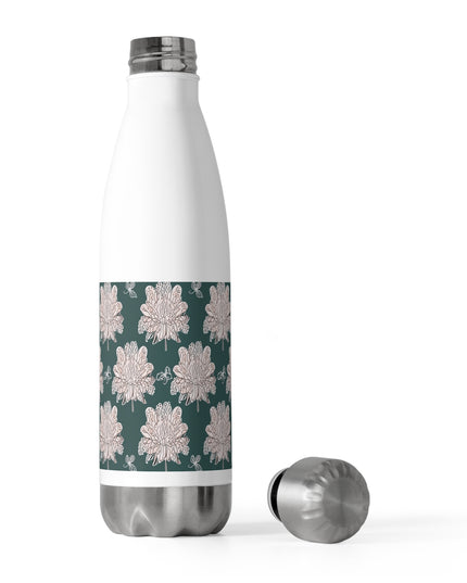 Soft White Floral Butterflies 20oz Insulated Water Bottle