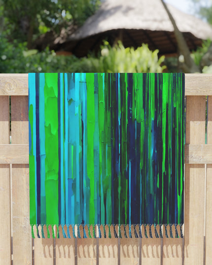 Striped Blue Green 38" × 81" Boho Beach Cloth