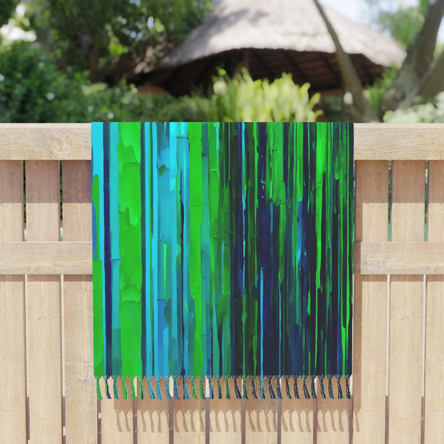 Striped Blue Green 38" × 81" Boho Beach Cloth