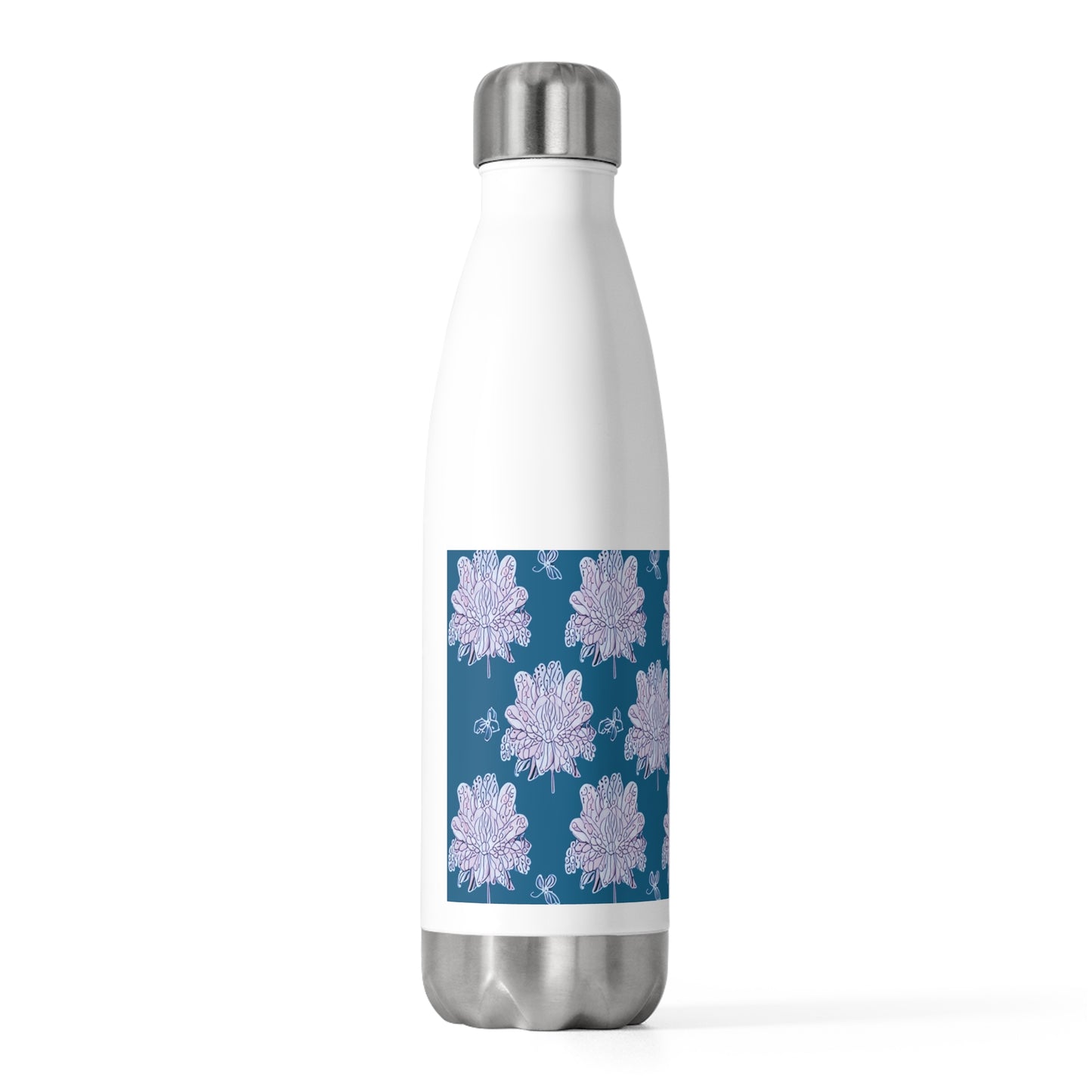 Lavender Floral Butterflies 20oz Insulated Water Bottle