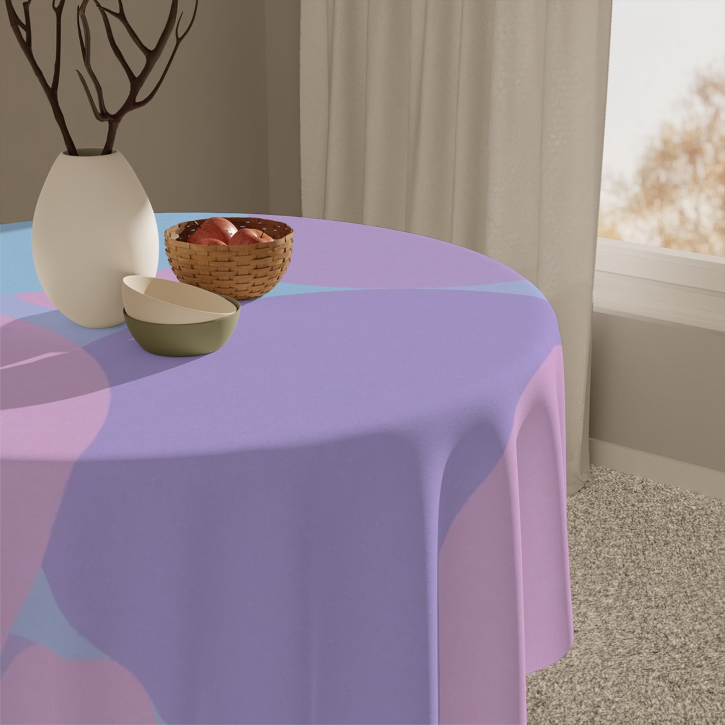 Pastel Purple and Mauve Patches Tablecloth, 55" x 55"