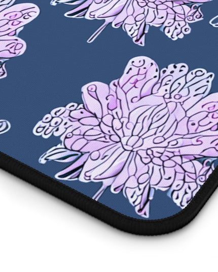 Purple White Floral Butterflies 12" x 22" Desk Mat