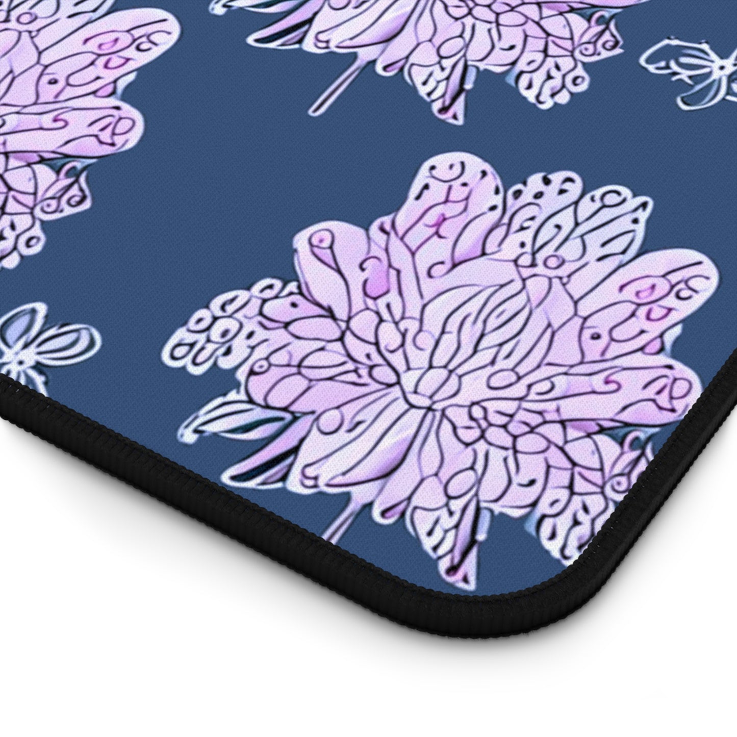 Purple White Floral Butterflies 12" x 22" Desk Mat