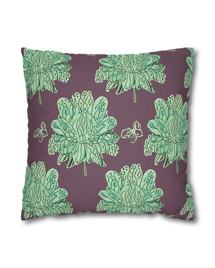 Mint Green Floral Butterflies Spun Polyester Square Pillowcase, 14" x 14"