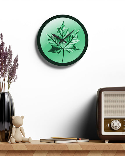 Mint Green Maple Leaf Acrylic Wall Clock, Round or Square, 10.75" x 10.75"