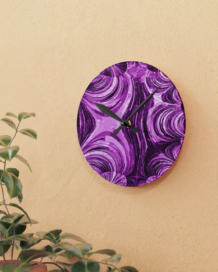 Uzi Spiral Powder Lavender Acrylic Round Wall Clock, 8" x 8"