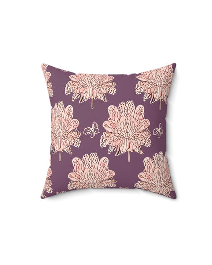 Pink Floral Butterflies 14" x 14" Faux Suede Square Pillow