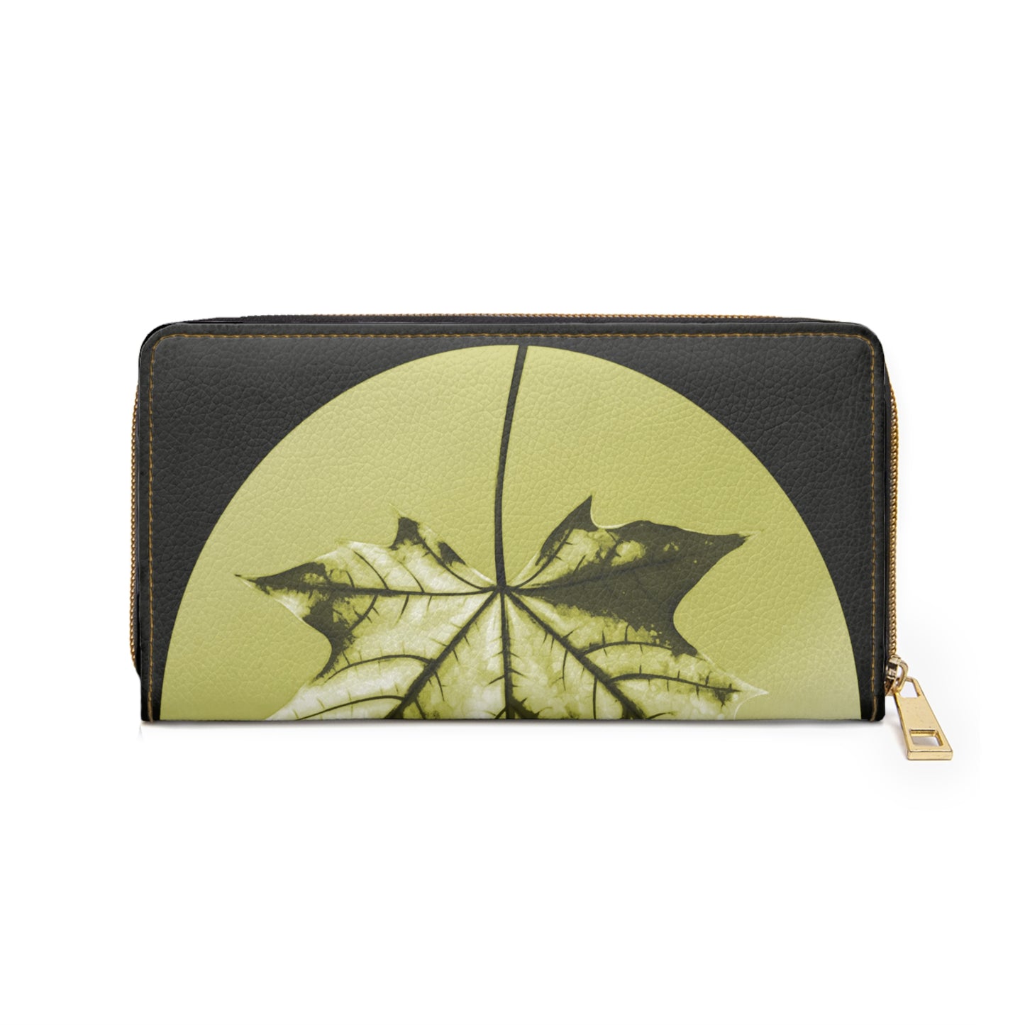 Lemongrass Maple Leaf Elegant Abstract Zipper Wallet - Stylish & Functional Accessory for Everyday Use