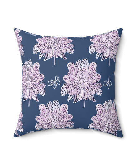 Purple White Floral Butterflies 18" x 18" Faux Suede Square Pillow