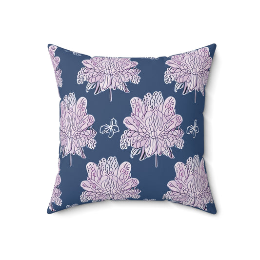 Purple White Floral Butterflies 18" x 18" Faux Suede Square Pillow