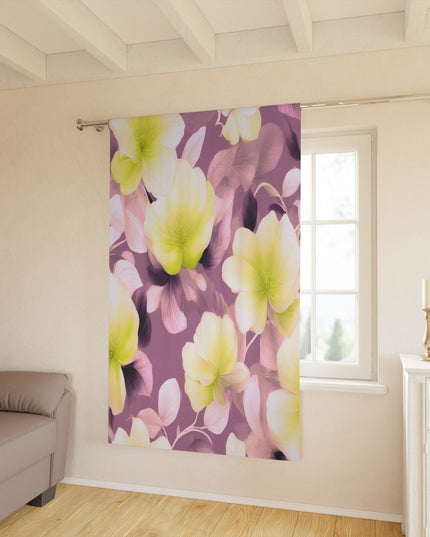 Lemon Blossom Floral Bunch Window Curtain, 50" x  84", blackout