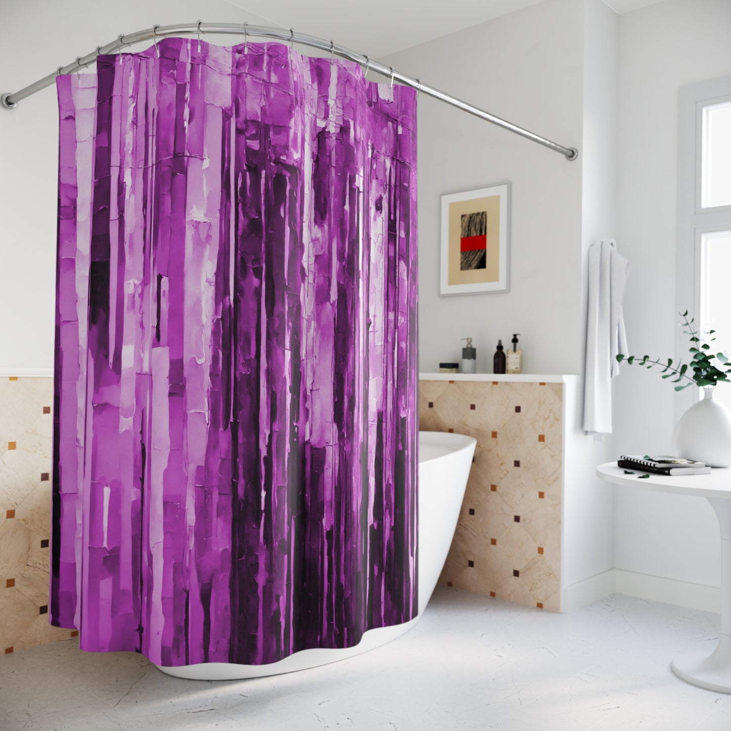 Striped Powder Lavender Shower Curtains, 71" x 74"