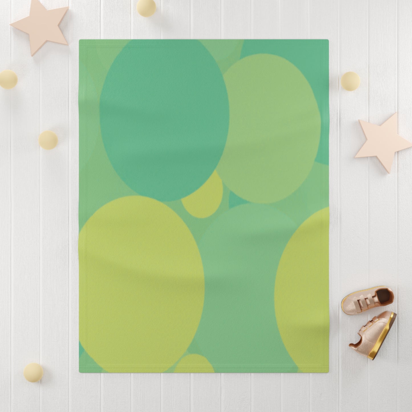 Pastel Green Patches Soft Fleece Baby Blanket, 30" x 40"