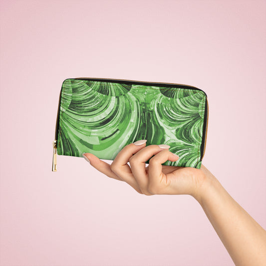 Uzi Spiral Mint Pastel Elegant Abstract Zipper Wallet - Stylish & Functional Accessory for Everyday Use
