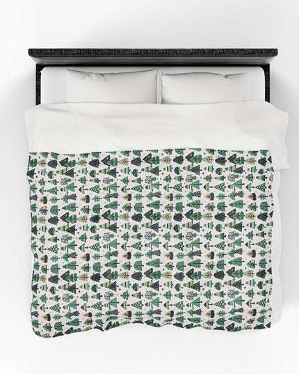 Mini Vintage Green Trees Velveteen Plush Blanket, 60" x 80"