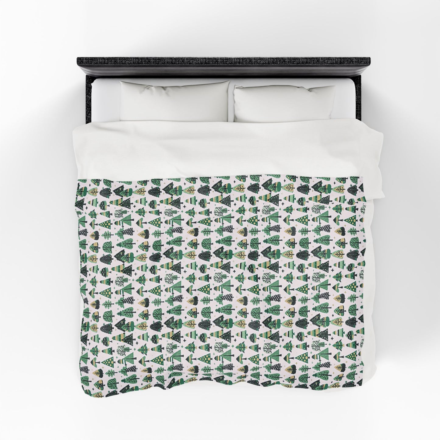 Mini Vintage Green Trees Velveteen Plush Blanket, 60" x 80"