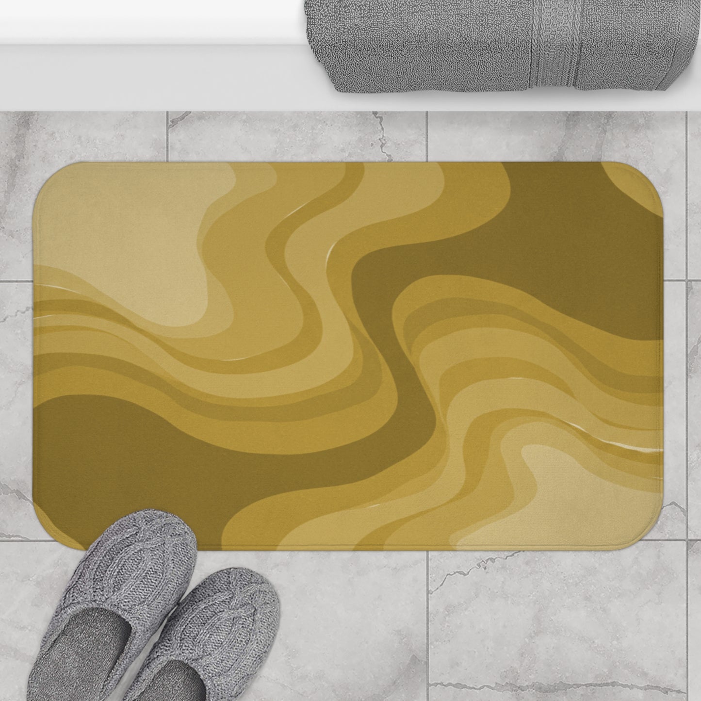 Brown Wavey 34" x 21" Bath Mat