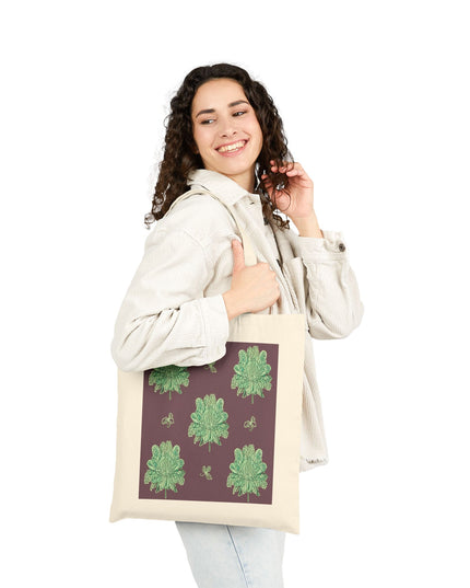 Mint Green Floral Butterflies Cotton Canvas Tote Bag