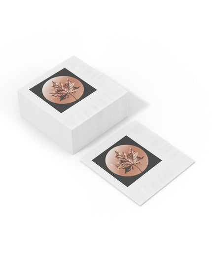 Soft Maple Leaf White Coined Napkins, 4.8" x 4.8"