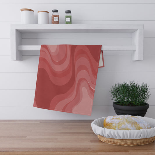 Power Red Wavey Tea Towels (cotton, poly), 18" x "30