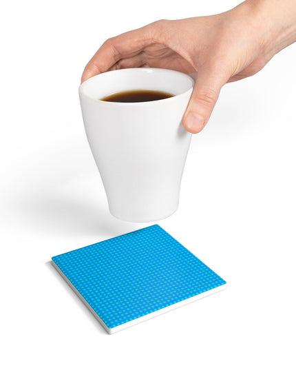 Blue Green Star-crossed Bodies Square Ceramic Coaster, 4" x 4"