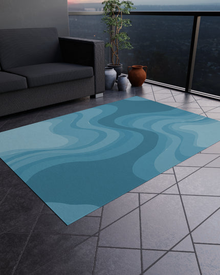 Sky Blue Wavey 60" x 84" Outdoor Rug