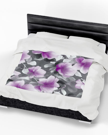 Purple Blossom Floral Bunch Velveteen Plush Blanket, 50" x 60"