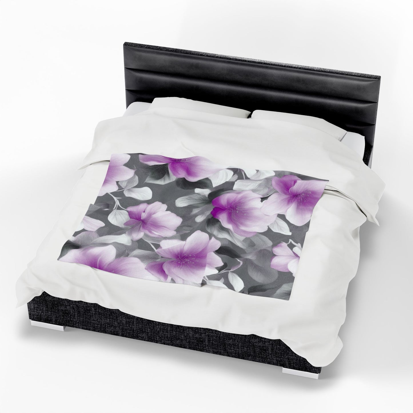 Purple Blossom Floral Bunch Velveteen Plush Blanket, 50" x 60"
