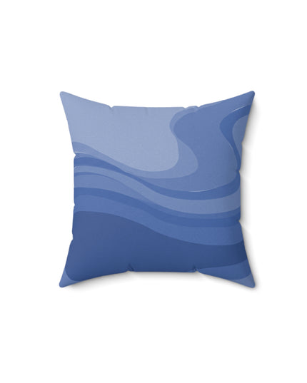 Deep Blue Wavey 14" x 14" Faux Suede Square Pillow