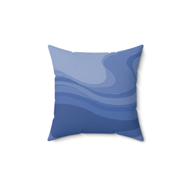 Deep Blue Wavey 14" x 14" Faux Suede Square Pillow