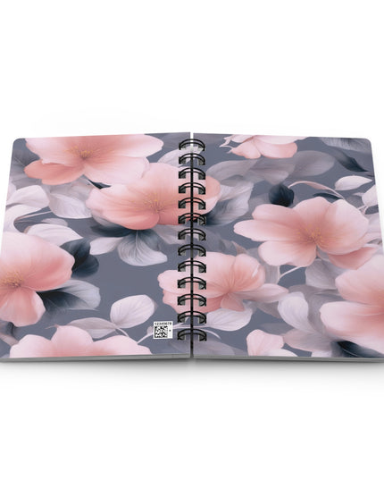 Peach and Blue Gray Floral Bunch Bound Journal, 5" x 7" 150 pages
