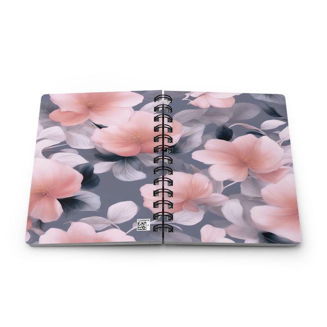 Peach and Blue Gray Floral Bunch Bound Journal, 5" x 7" 150 pages