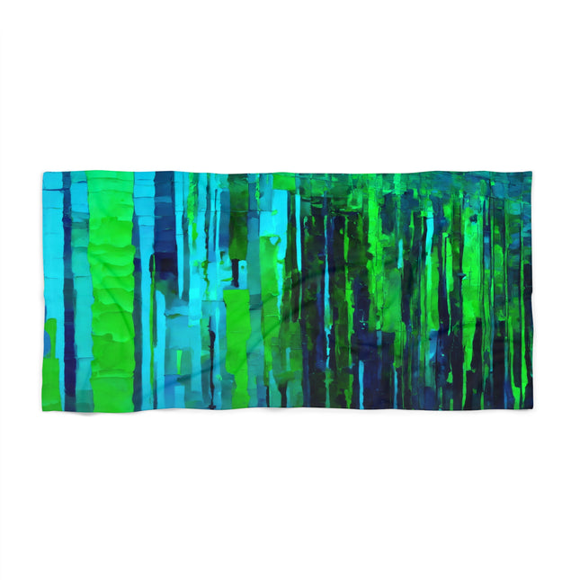 Striped Blue Green Beach Towel, 30" x 60"