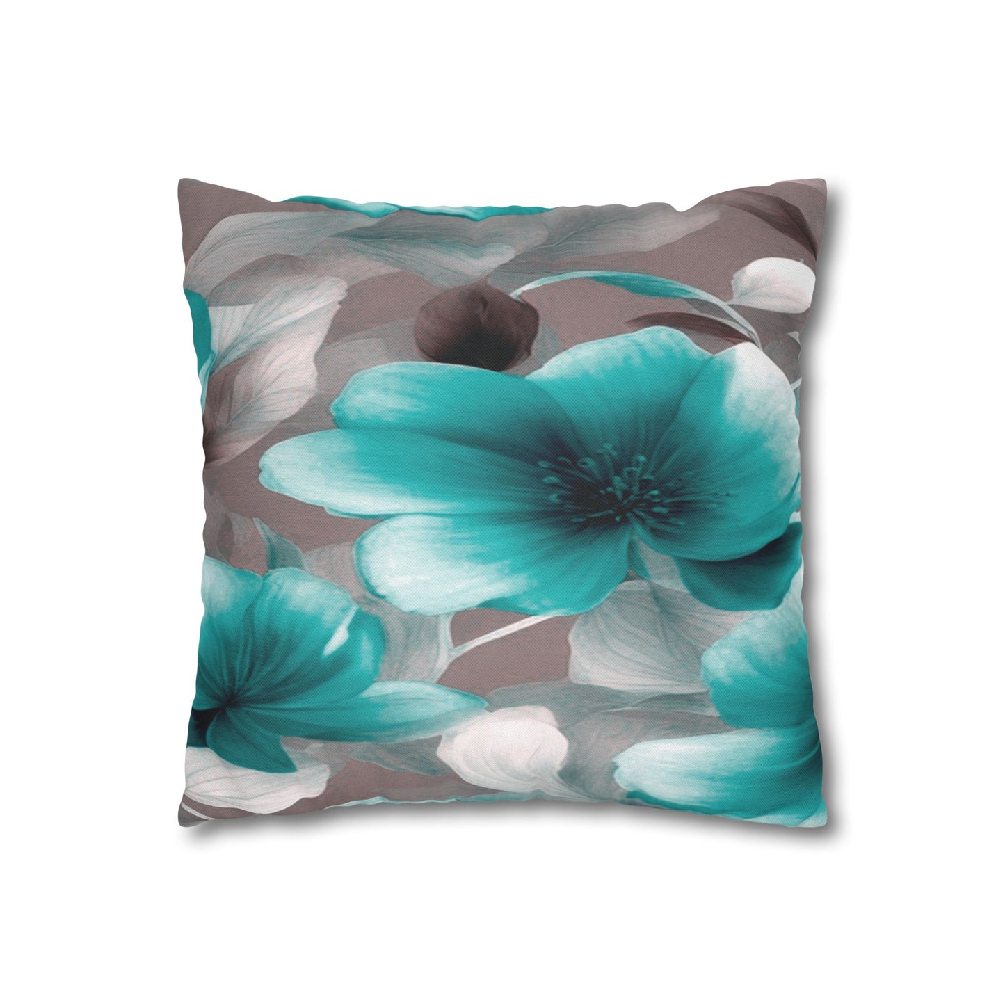 Tif Green Gray Floral Bunch Spun Polyester Square Pillowcase, 14" x 14"