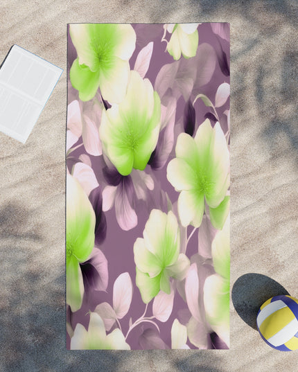 Lime Lavender Floral Bunch Beach Towel, 30" x 60"