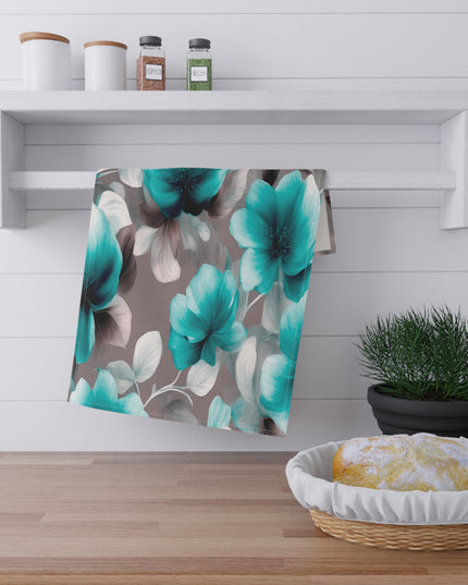 Tif Green Gray Floral Bunch Tea Towels (cotton, poly), 18" x "30