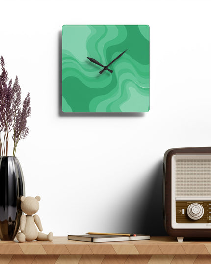 Mint Green Wavey 10.75" x 10.75" Round or Square Acrylic Wall Clock