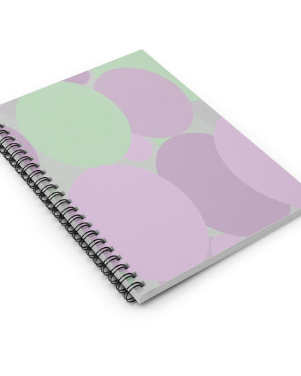 Pastel Lavender Purple and Soft Green Patches Spiral Notebook - Ruled Line, 6" x 8", 118 pagess