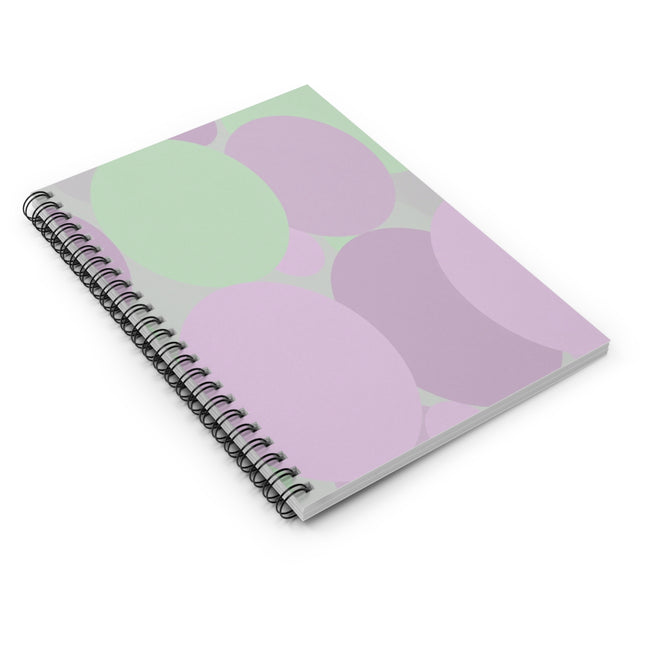 Pastel Lavender Purple and Soft Green Patches Spiral Notebook - Ruled Line, 6" x 8", 118 pagess