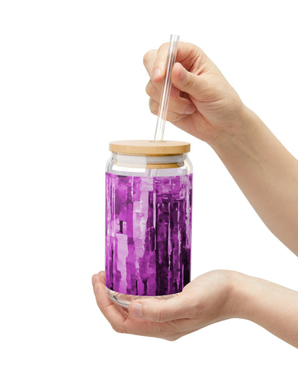 Striped Powder Lavender Sipper Glass, 16oz