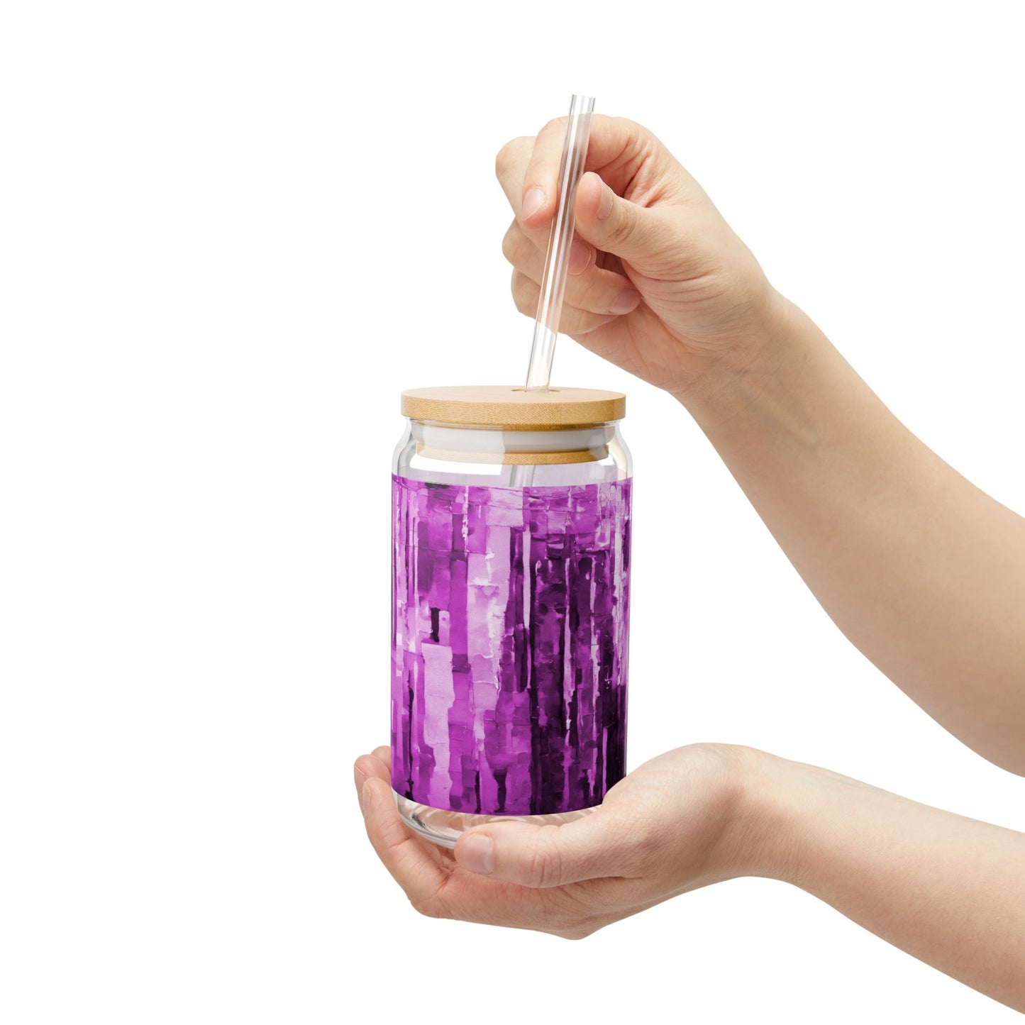 Striped Powder Lavender Sipper Glass, 16oz