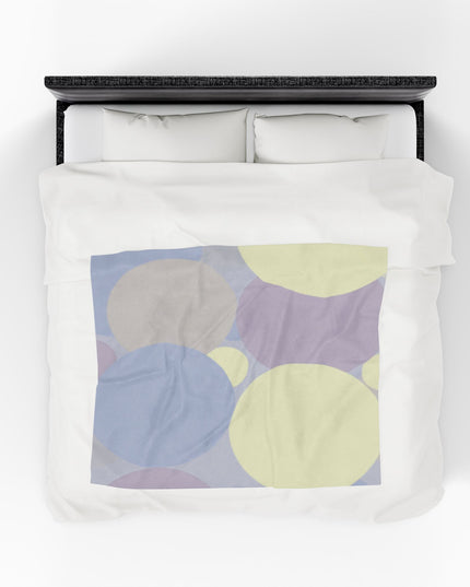 Pastel Soft Blue and Soft White Patches Velveteen Plush Blanket, 50" x 60"