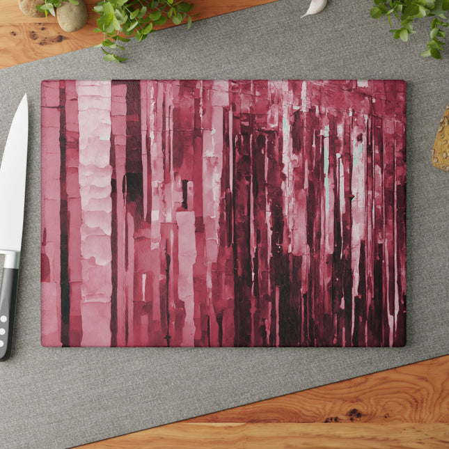 Striped Ruby 11" x 15" Glass Cutting Board