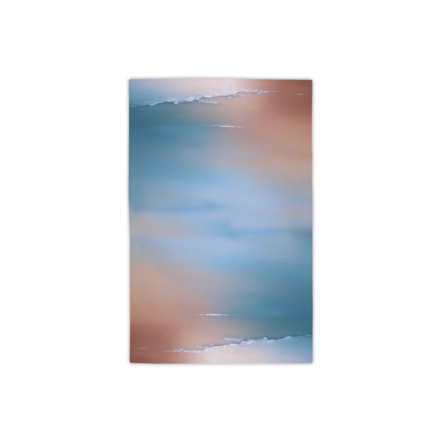 Blue Sea Peach Fog Beach Towel, 18" x 27"