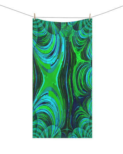 Uzi Spiral Blue Green Mink-Cotton Towel (50% polyester, 50% cotton),  30" x 60"