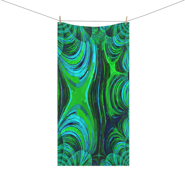Uzi Spiral Blue Green Mink-Cotton Towel (50% polyester, 50% cotton),  30" x 60"